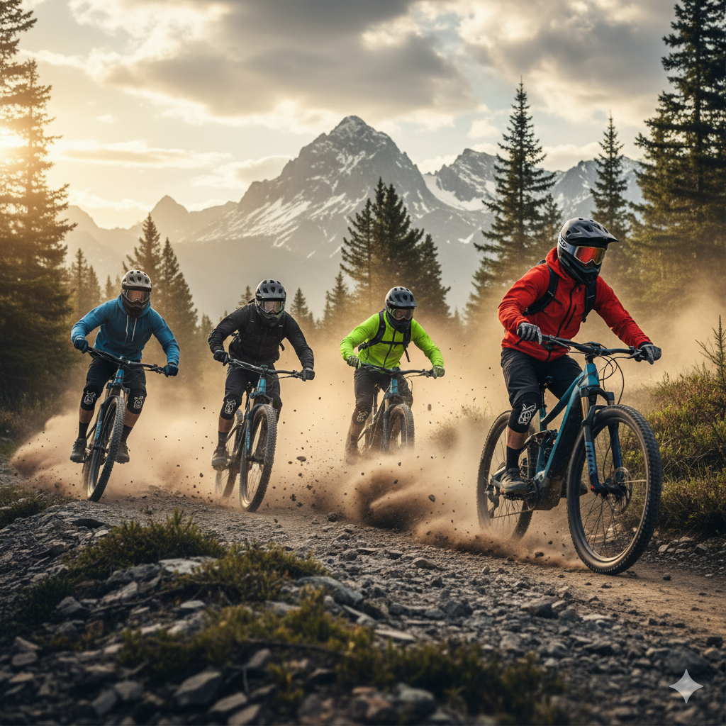 An adventure eBike on a scenic mountain trail