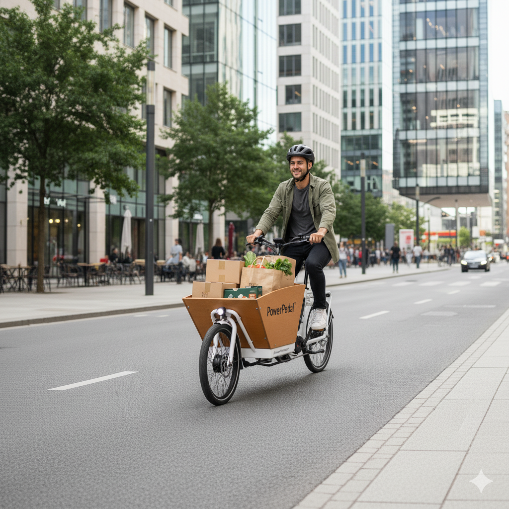 A cargo eBike loaded with packages